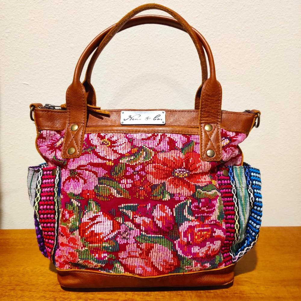 One-Of-A-Kind Nena & Co Huipil Cafe Leather Mini Perfect Bag